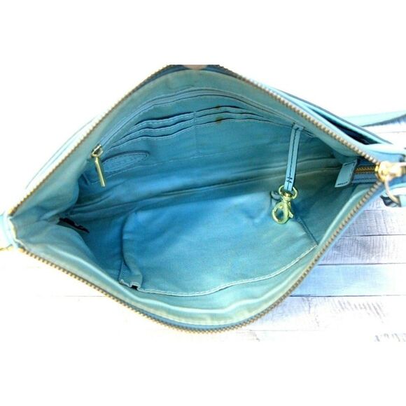 Fossil EMBROIDERED BLUE GENUINE LEATHER CROSSBODY SHOULDER BAG MESSENGER BAG - Picture 10 of 10